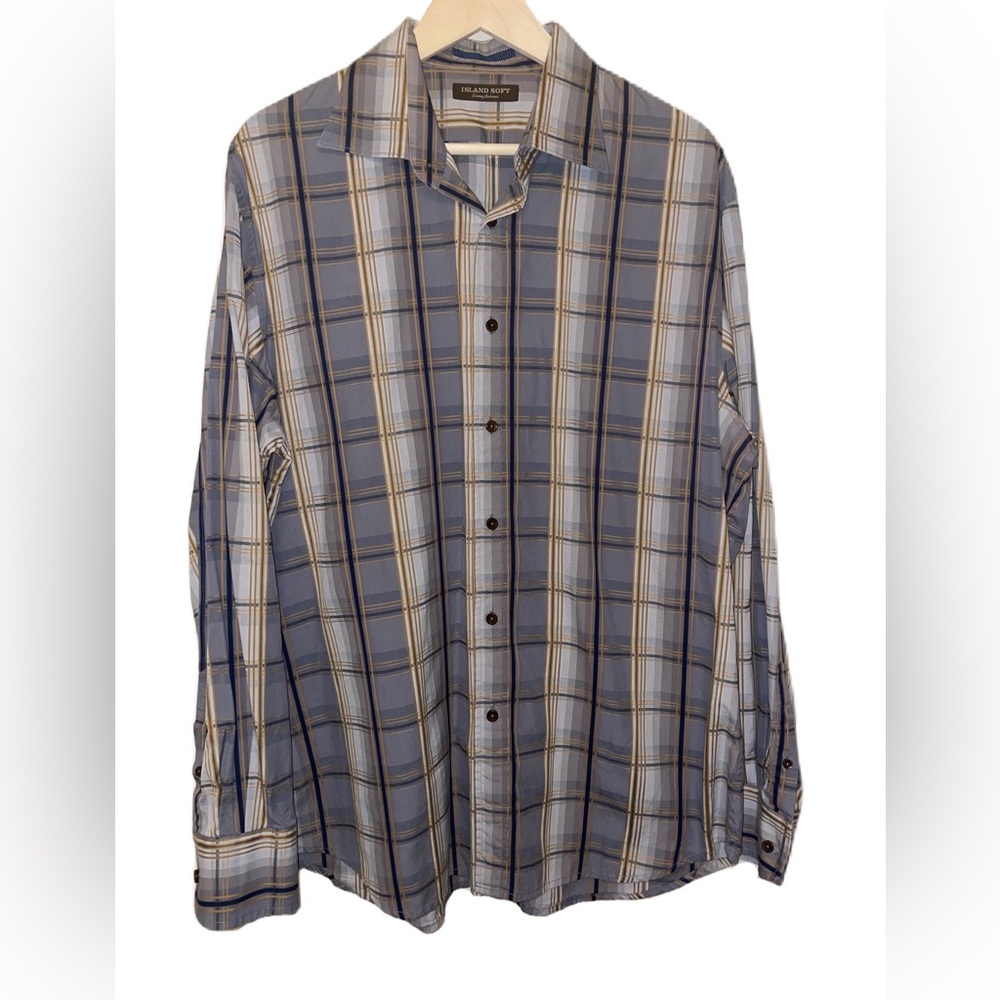 Tommy Bahama Cotton button down plaid print men's long sleeve shirt size